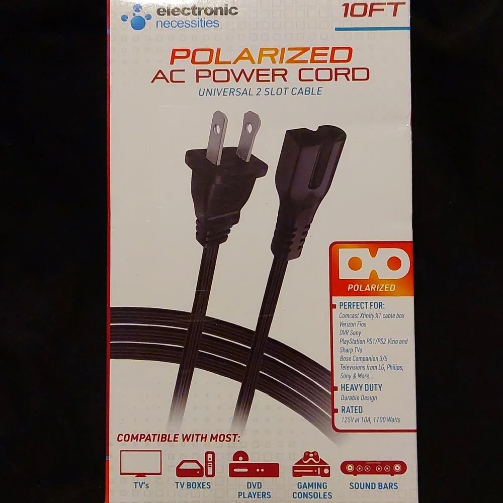 Polarized Ac Power Cord 2 Slot Cable